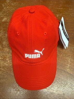 Puma Red Athletic Mesh Cap with White Logo